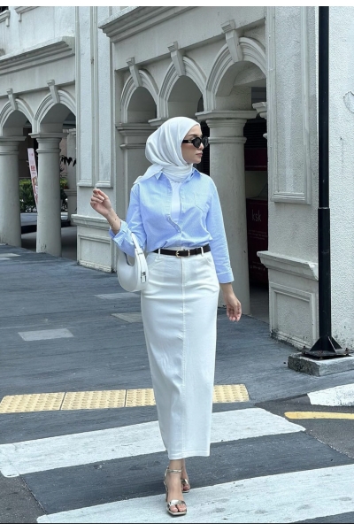 Maxi Denim Skirt in White Maxi Denim Skirt in White